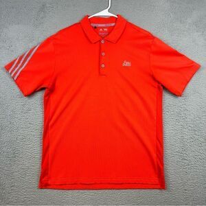Adidas Polo Shirt Mens Medium Red Orange Climacool Wild Dunes Golf Golfer Casual